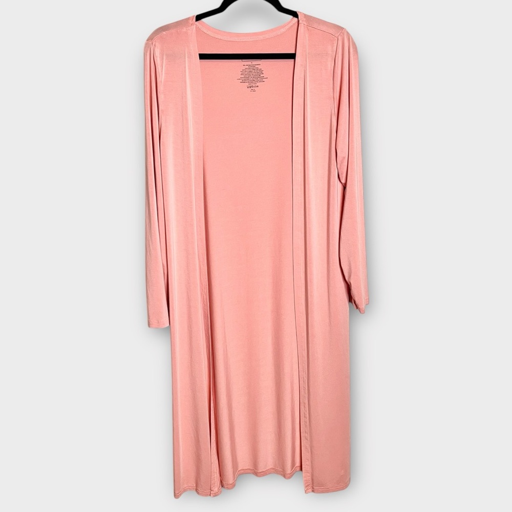 KICKEE bamboo salmon pink long open cardigan soft comfy loungewear size L/XL